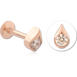 316L Rose Gold PVD Coated Surgical Steel Grade 316L Internal Labret Teardrop Bezel Gem