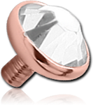 ROSE GOLD PVD COATED COATED TITANIUM ALLOY PREMIUM CRYSTAL JEWELED DISC FOR 1.6MM INTERNALLY THREADED PINS
