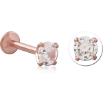 Rose Gold PVD Coated Titanium Alloy Internally Threaded Round Prong Set Jeweled Micro Labet