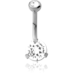 TITANIUM ALLOY INTERNALLY THREADED DOUBLE JEWELED NAVEL BANANA - BOTTOM PRONG SET