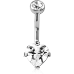 TITANIUM ALLOY INTERNALLY THREADED DOUBLE JEWELED NAVEL BANANA BALL TOP - BOTTOM PRONG SET