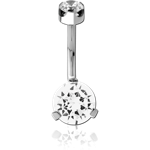 TITANIUM ALLOY INTERNALLY THREADED DOUBLE JEWELED NAVEL BANANA ATTCHMENT TOP - BOTTOM PRONG SET