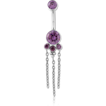 TITANIUM ALLOY INTERNALLY THREADED PREMIUM CRYSTAL JEWELED NAVEL BANANA