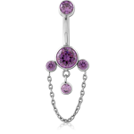 TITANIUM ALLOY INTERNALLY THREADED JEWELED NAVEL BANANA
