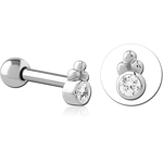 14K WHITE GOLD JEWELED ATTACHMENT WITH TITANIUM ALLOY INTERNALLY THREADED MICRO BARBELL
