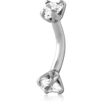 Titanium Alloy Internally Threaded Jeweled Micro Curved Barbell