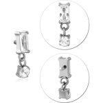 TITANIUM ALLOY INTERNAL THREADED ATTACHMENT BAGUETTE GEM WITH ROUND GEM DANGLE