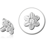 14 KARAT GOLD WHITE JEWELED FOR 1.2MM INTERNALLY THREADED PINS - FLOWER