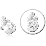 14 KARAT WHITE GOLD JEWELED FOR 1.2MM INTERNALLY THREADED PINS