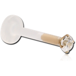 Bioflex Internal Labret with 18 Karat Gold Yellow Jeweled Attachment