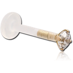 Bioflex Internal Labret with 18 Karat Gold Yellow Jeweled Attachment