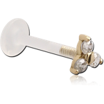 Bioflex Internal Labret with 18 Karat Gold Yellow Jeweled Attachment