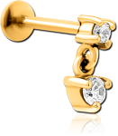 Sterile Gold PVD Coated Surgical Steel Grade 316L Internally Threaded Jeweled Micro Labret