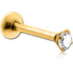 Sterile Gold PVD Coated Surgical Steel Grade 316L Internally Threaded Round Prong Set Jeweled Micro Labret
