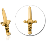 Sterile Gold PVD Coated Surgical Steel Grade 316L Micro Attachment for 1.2mm Internally Threaded Pins - Sword