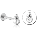 STERILE 14K WHITE GOLD JEWELED ATTACHMENT WITH SURGICAL STEEL GRADE 316L INTERNALLY THREADED MICRO LABRET PIN