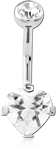 STERILE TITANIUM ALLOY INTERNALLY THREADED DOUBLE JEWELED NAVEL BANANA BALL TOP - BOTTOM PRONG SET
