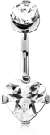 STERILE TITANIUM ALLOY INTERNALLY THREADED DOUBLE JEWELED NAVEL BANANA ATTCHMENT TOP - BOTTOM PRONG SET