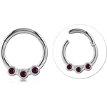 SURGICAL STEEL GRADE 316L ROUND JEWELED HINGED SEPTUM RING