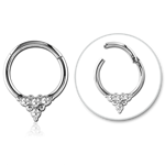 SURGICAL STEEL GRADE 316L ROUND JEWELED HINGED SEPTUM RING