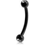Black PVD Coated Surgical Steel Grade 316L Premium Crystal Jeweled Micro Curved Barbell