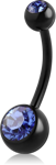 BLACK PVD COATED TITANIUM ALLOY DOUBLE OPTIMA CRYSTAL CURVED BARBELL