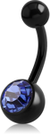 BLACK PVD COATED TITANIUM ALLOY OPTIMA CRYSTAL NAVEL BANANA