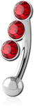 Surgical Steel Grade 316L Value Jeweled Fancy Curved Micro BARBELL-3 Stones