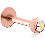 Rose Gold PVD Coated Surgical Steel Grade 316L Jeweled Micro Labret