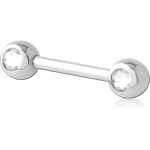 14K WHITE GOLD  GOLD DOUBLE SIDE PREMIUM CRYSTALS JEWELED NIPPLE BARBELL