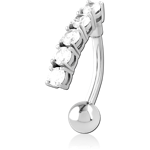 316L Surgical Steel Grade 316L Navel Banana Jeweled Five Clear Gem Curved Bar