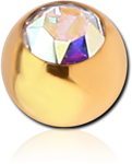 Sterile Gold PVD Coated Surgical Steel Grade 316L Premium Crystal Jeweled Micro Ball