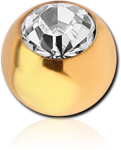 Sterile Gold PVD Coated Surgical Steel Grade 316L Flat Stone Premium Crystal Jeweled Micro Ball