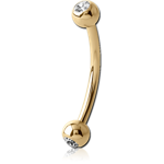 Zircon Gold PVD Coated Surgical Steel Grade 316L Double Jeweled Micro Curved Barbell