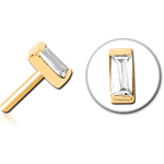 GOLD PVD COATED SURGICAL STEEL GRADE 316L JEWELED THREADLESS ATTACHMENT - SQUARE