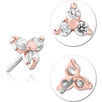 14 KARAT ROSE GOLD  JEWELED ATTACHMENT TITANIUM THREADLESS PIN