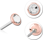 14 KARAT ROSE GOLD  JEWELED ATTACHMENT TITANIUM THREADLESS PIN