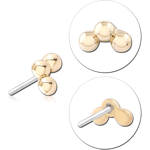 14K YELLOW GOLD SOLID ATTACHMENT 1.0 MM BEAD TITANIUM ALLOY THREADLESS PIN