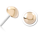 14K YELLOW GOLD SOLID ATTACHMENT 2 MM BEAD TITANIUM ALLOY THREADLESS PIN