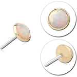 14 KARAT GOLD YELLOW SYNTHETIC OPAL JEWELED ATTACHMENT TITANIUM THREADLESS PINS