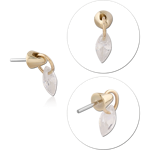 14 KARAT GOLD YELLOW JEWELED ATTACHMENT TITANIUM THREADLESS PIN -MARQUISE