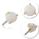 14 KARAT GOLD YELLOW SYNTHETIC OPAL JEWELED ATTACHMENT TITANIUM THREADLESS PIN