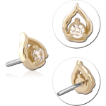 14 KARAT GOLD YELLOW JEWELED ATTACHMENT TITANIUM THREADLESS PIN