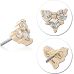 14 KARAT GOLD YELLOW JEWELED ATTACHMENT TITANIUM THREADLESS PIN