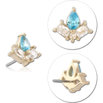 14 KARAT GOLD YELLOW JEWELED ATTACHMENT TITANIUM THREADLESS PIN