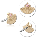14 KARAT GOLD YELLOW JEWELED ATTACHMENT TITANIUM THREADLESS PIN
