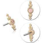 14 KARAT GOLD YELLOW JEWELED ATTACHMENT TITANIUM THREADLESS PIN