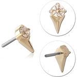 14 KARAT GOLD YELLOW JEWELED ATTACHMENT TITANIUM THREADLESS PIN
