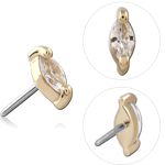 14K YELLOW GOLD JEWELED ATTACHMENT TITANIUM ALLOY THREADLESS PIN
