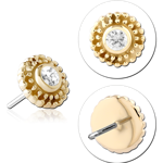 14 KARAT GOLD YELLOW JEWELED ATTACHMENT TITANIUM THREADLESS PIN